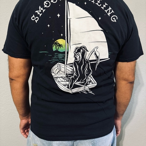 Retrofit Brand Mfg. Smooth Sailing Graphic Men Black Crew Neck T-Shirt Size M - Picture 8 of 11